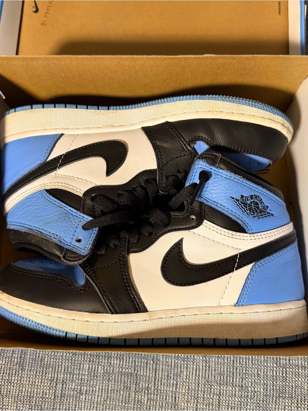 Nike Black Logo on Light Blue Canvas Wall Art